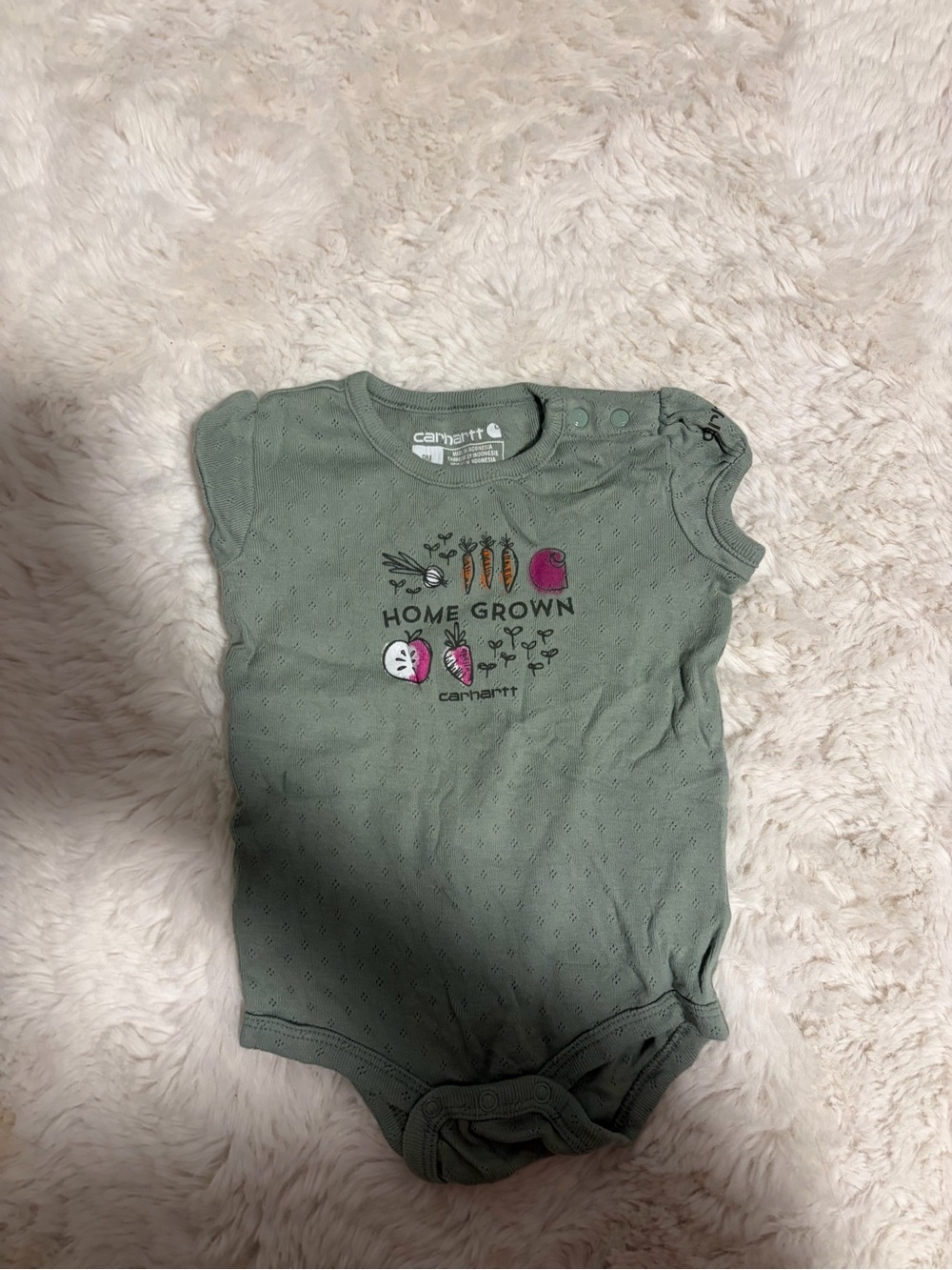 Carhartt Kids Green 'Home Grown' Short-Sleeve Bodysuit